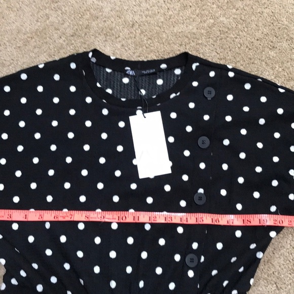 NWT! ZARA black Long Sleeve Polka dot dress - Picture 5 of 8
